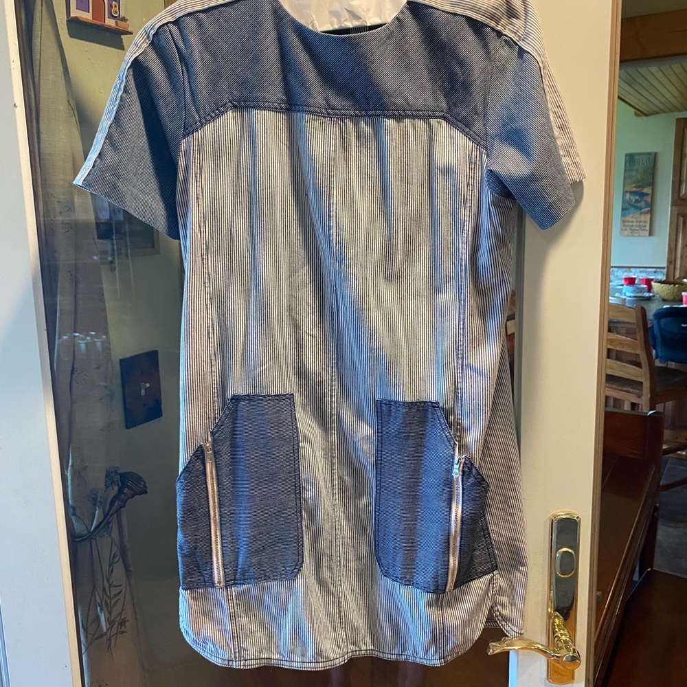 Striped Short Sleeve Dress with Pockets